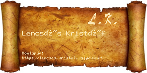 Lencsés Kristóf névjegykártya