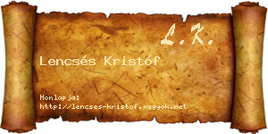 Lencsés Kristóf névjegykártya