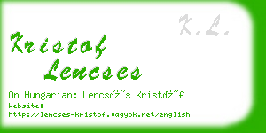 kristof lencses business card